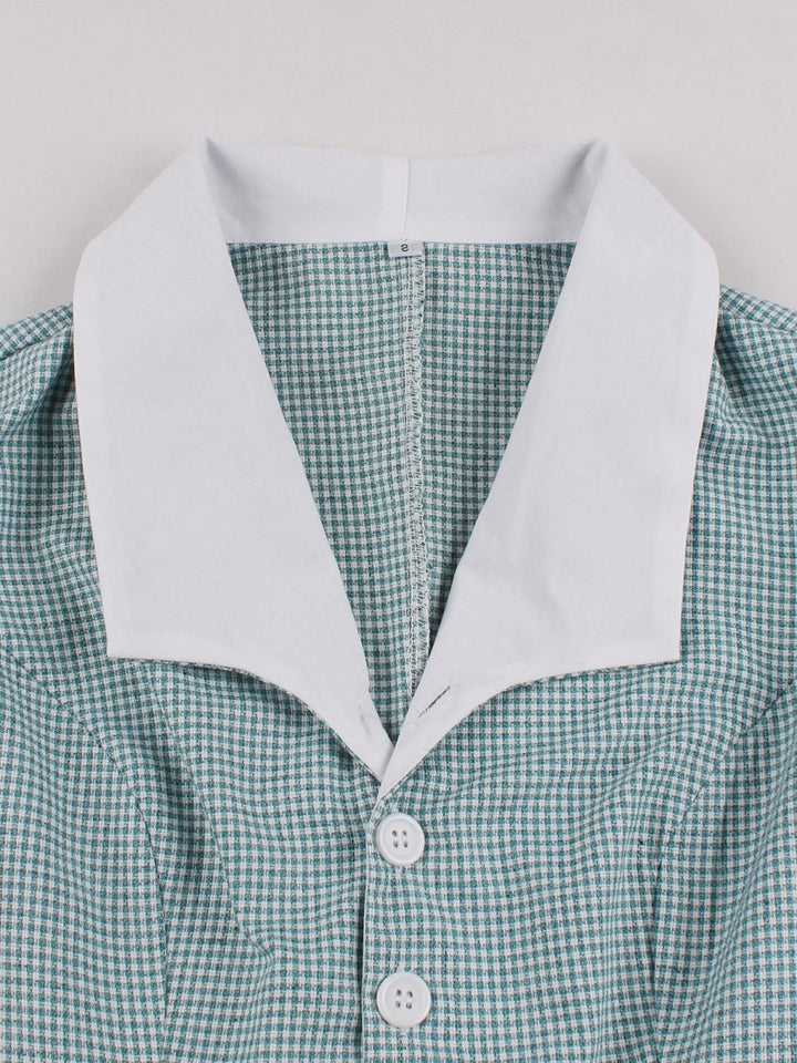 A-Line/Princess 1950s V-Neck Sleeveless Pleated Vintage Dresses with Belt & Buttons