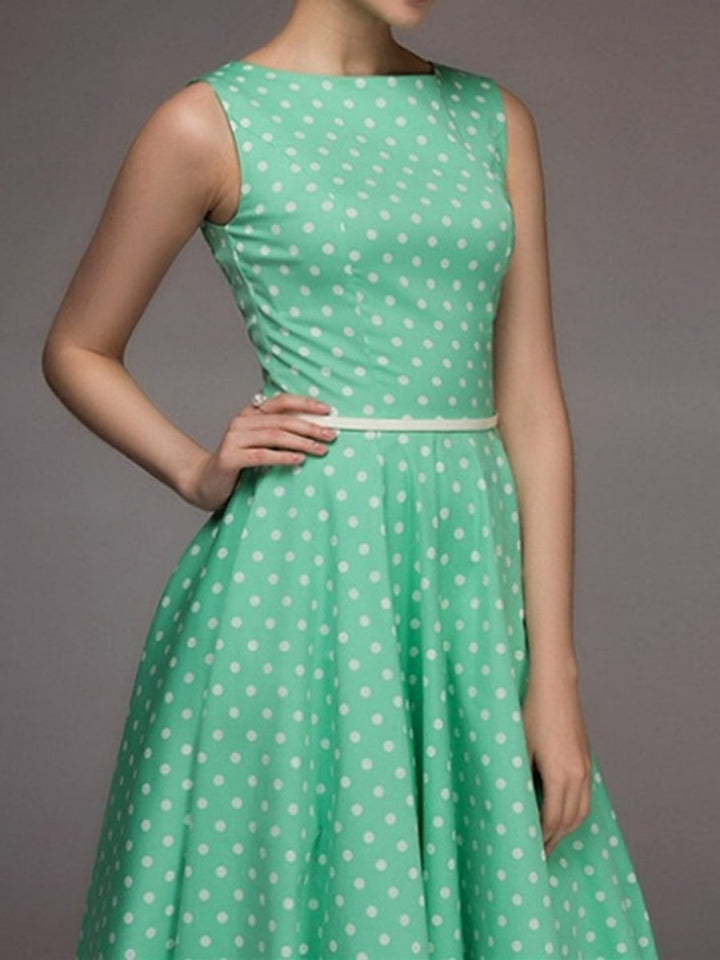 A-Line/Princess 1950s Jewel Neck Tea-Length Vintage Dresses with Belt