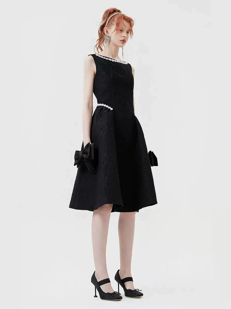 A-Line/Princess Scoop Sleeveless Knee-Length Vintage Dresses with Bow Pockets & Pearls