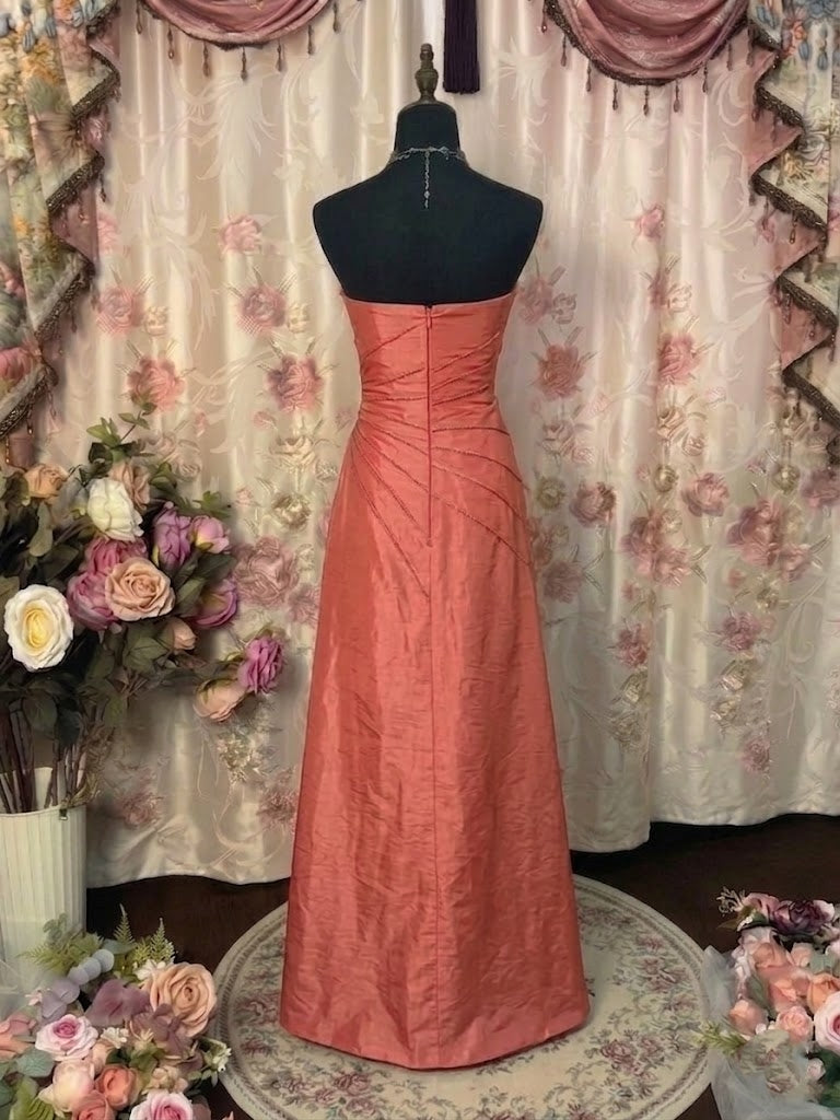 A-Line/Princess Strapless Taffeta Prom Dresses Vintage 80s Iridescent Dress Sleeveless FLoor-Length Sequins
