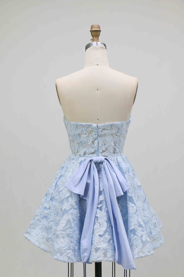 A-Line/Princess Strapless Lace Homecoming Dresses Short/Mini Sleeveless Floral