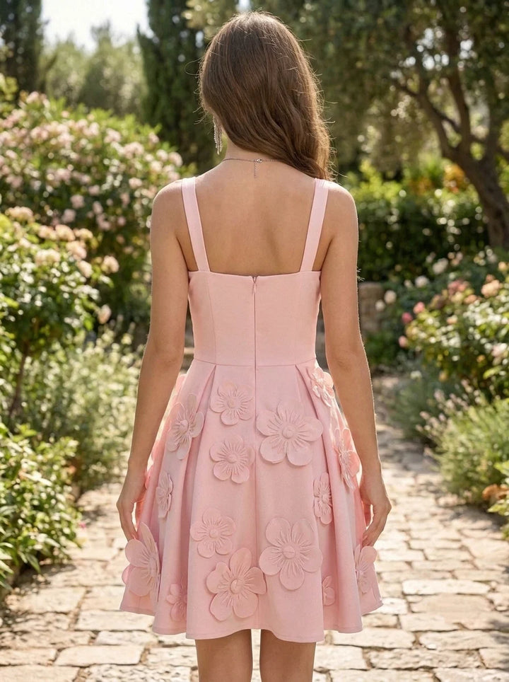 A-Line/Princess SweetHeart Stretch Satin Homecoming Dresses with 3D Flowers Sleeveless Short/Mini