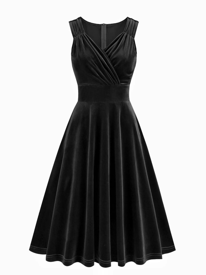 A-Line/Princess 1950s V-Neck Sleeveless Vintage Dresses with Pleats
