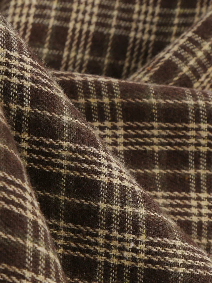 A-Line/Princess 1950s Shirt Collar 3/4 Sleeves Plaid Vintage Dresses