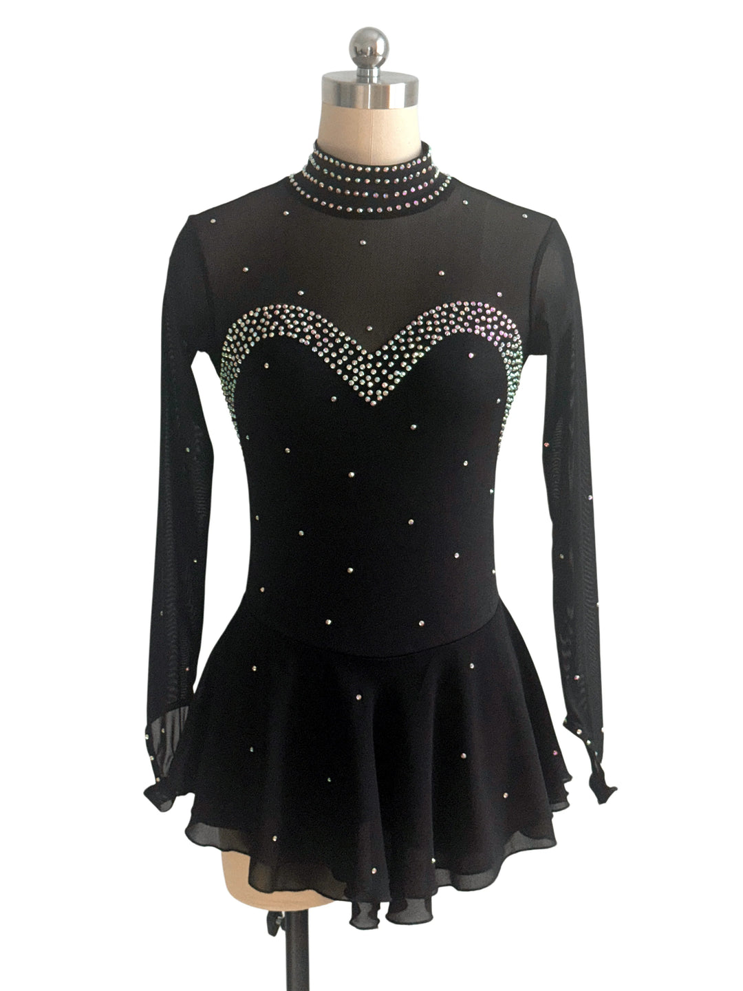 Figure Skating Dress Women's Girls' Ice Skating Dress Black Tulle Training Practice Professional Skating Wear