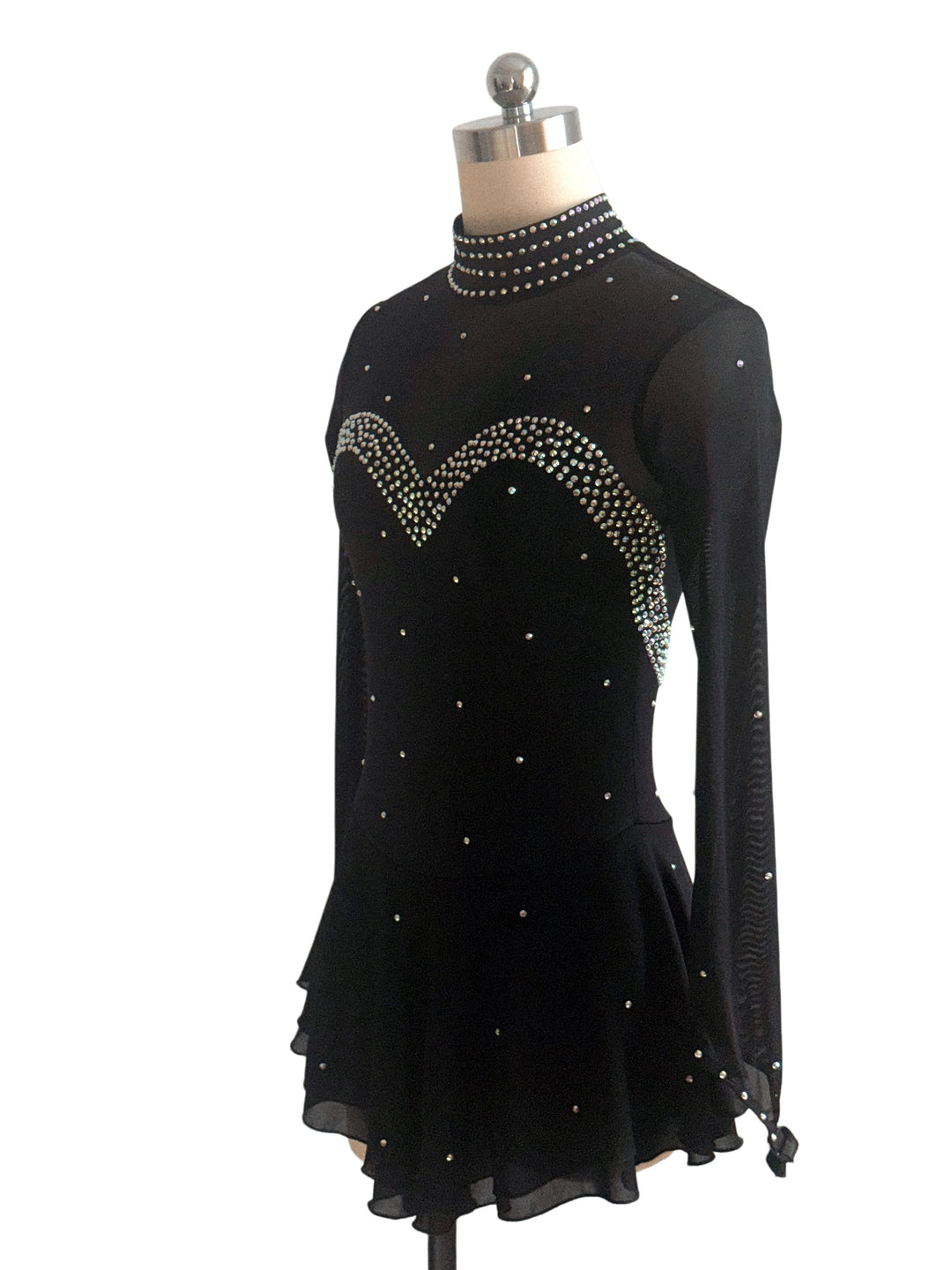 Figure Skating Dress Women's Girls' Ice Skating Dress Black Tulle Training Practice Professional Skating Wear