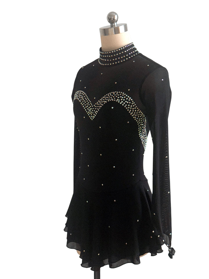 Figure Skating Dress Women's Girls' Ice Skating Dress Black Tulle Training Practice Professional Skating Wear
