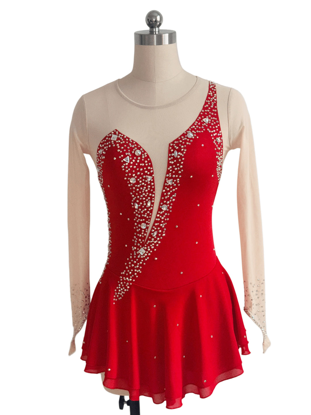 Figure Skating Dress Women's Girls' Ice Skating Dress Red Spandex Training Practice Professional Skating Wear