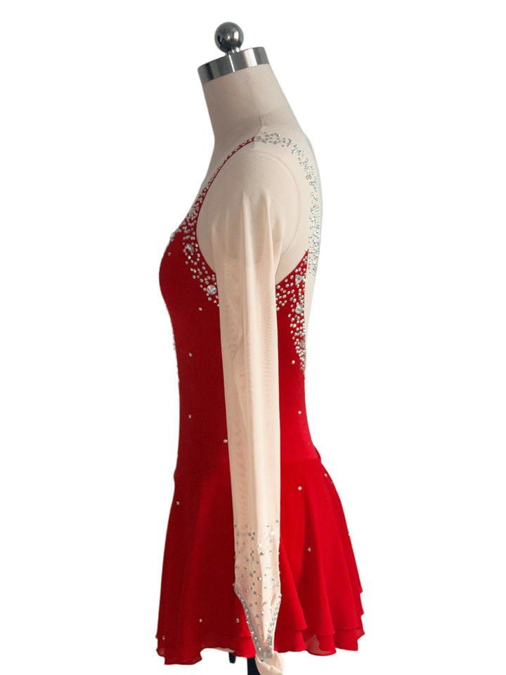 Figure Skating Dress Women's Girls' Ice Skating Dress Red Spandex Training Practice Professional Skating Wear