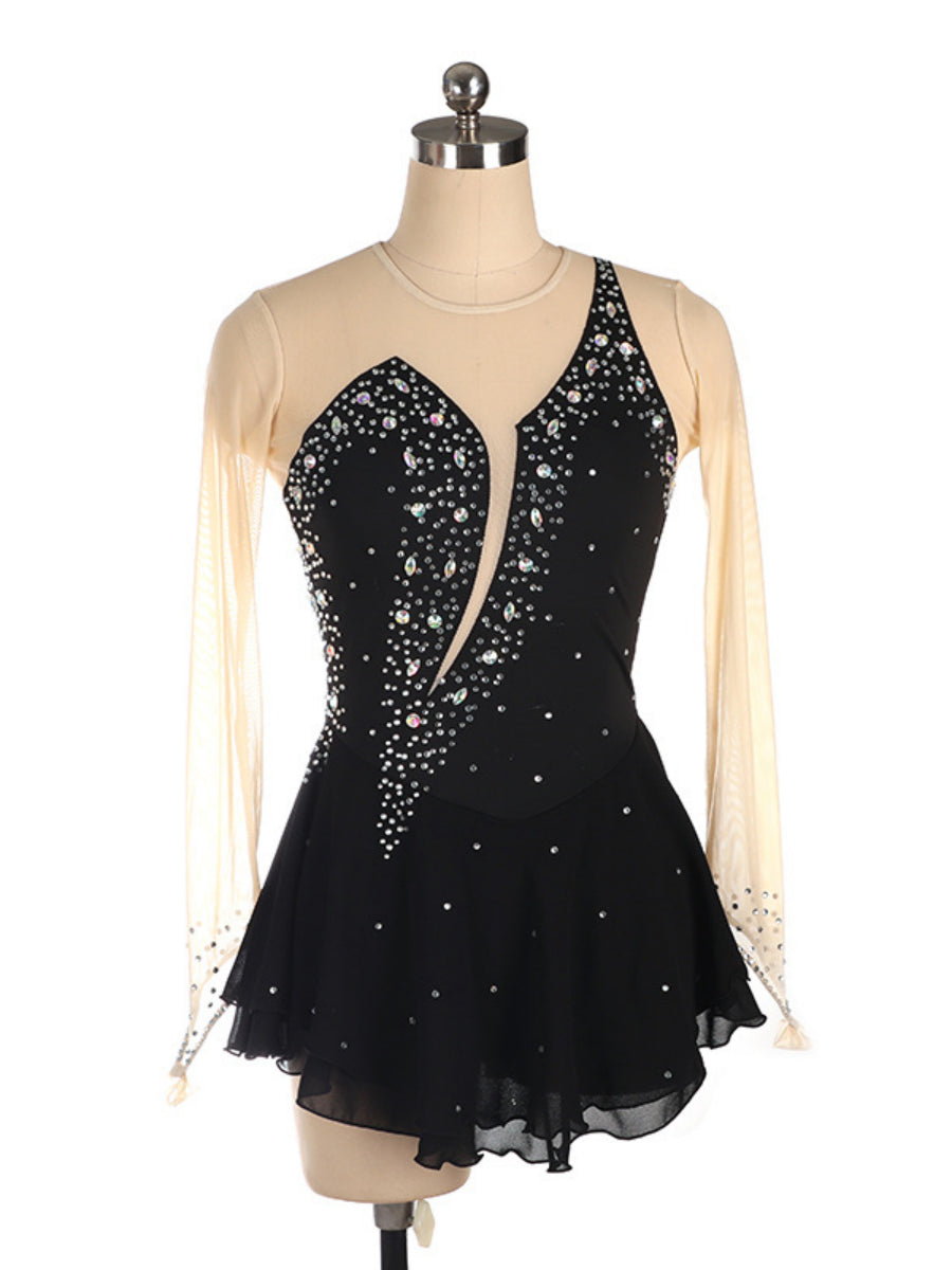 Figure Skating Dress Women's Girls' Ice Skating Dress Red Spandex Training Practice Professional Skating Wear