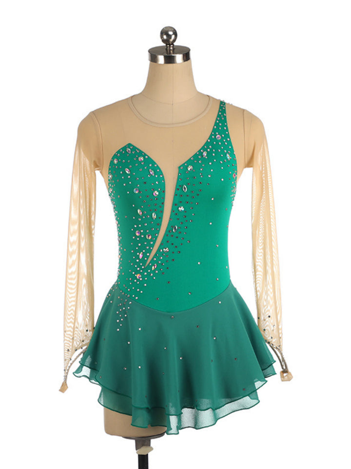 Figure Skating Dress Women's Girls' Ice Skating Dress Red Spandex Training Practice Professional Skating Wear