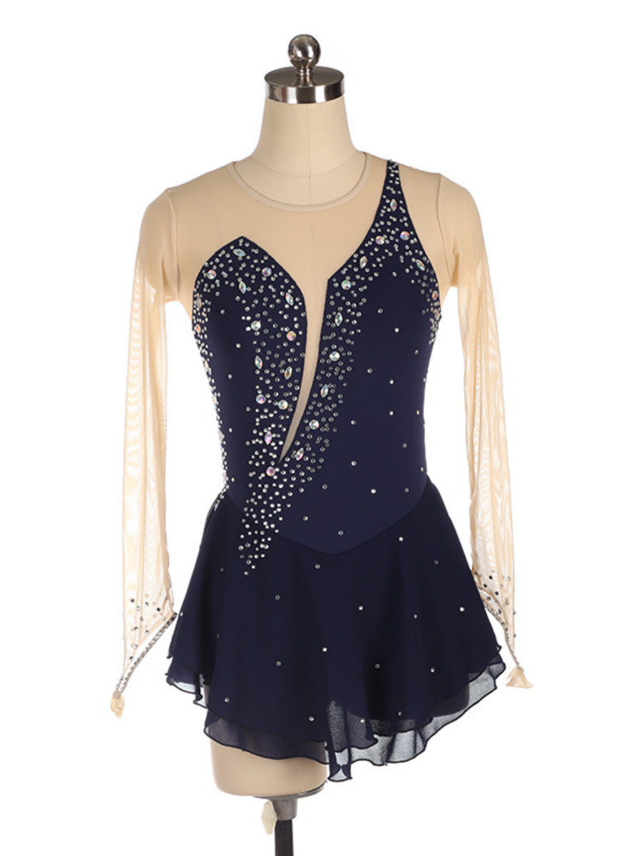 Figure Skating Dress Women's Girls' Ice Skating Dress Red Spandex Training Practice Professional Skating Wear
