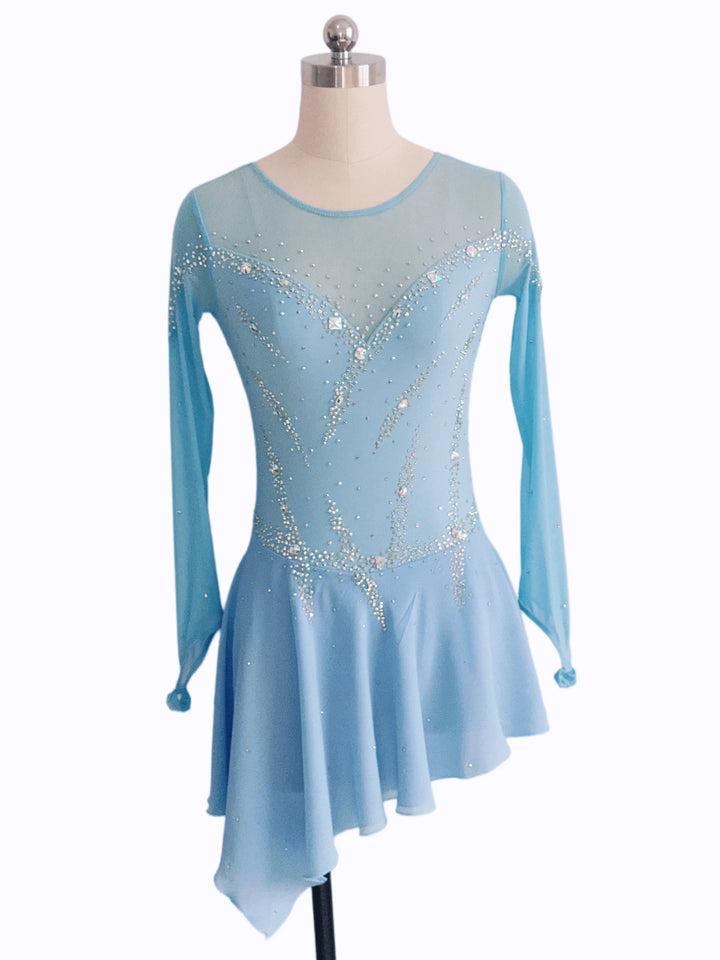 Figure Skating Dress Women's Girls' Ice Skating Dress Light Blue Training Practice Professional Skating Wear
