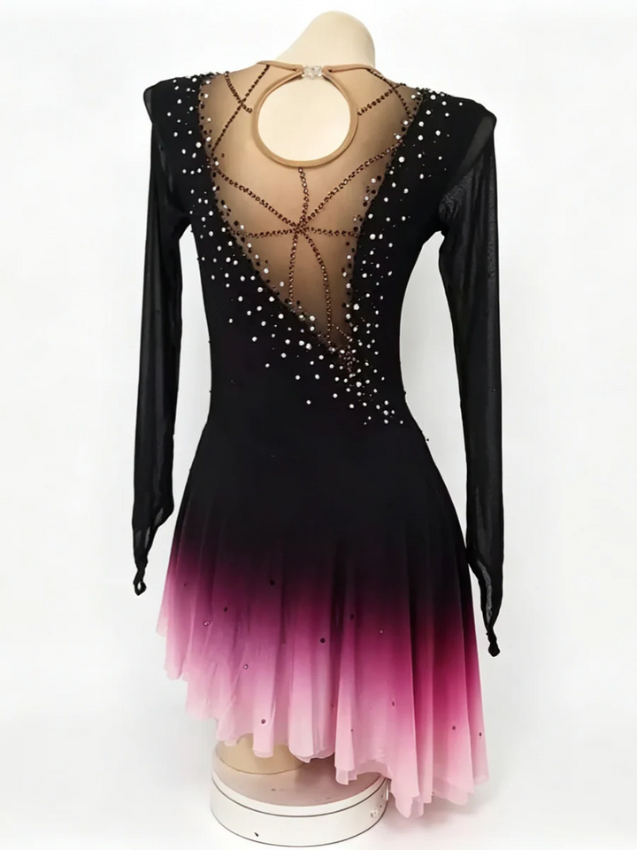 Figure Skating Dress Women's Girls' Ice Skating Dress Tulle Long Sleeves Training Practice Professional Skating Wear