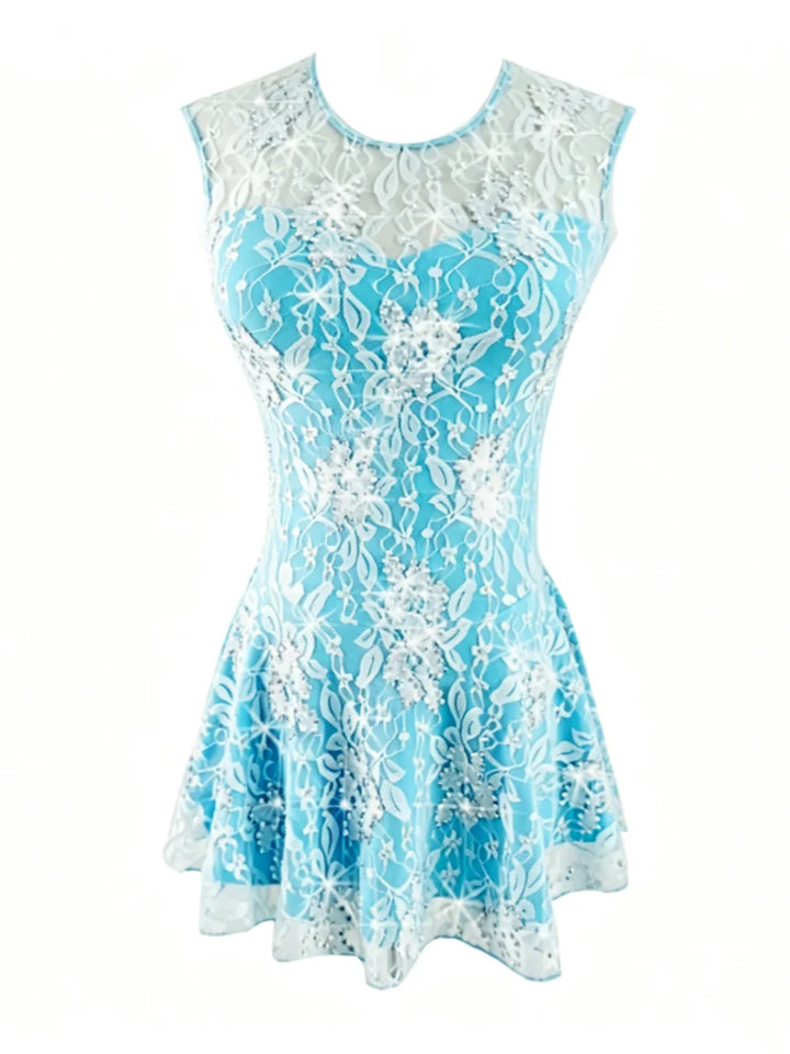 Figure Skating Dress Women's Girls' Ice Skating Dress Lace Sleeveless Training Practice Professional Skating Wear