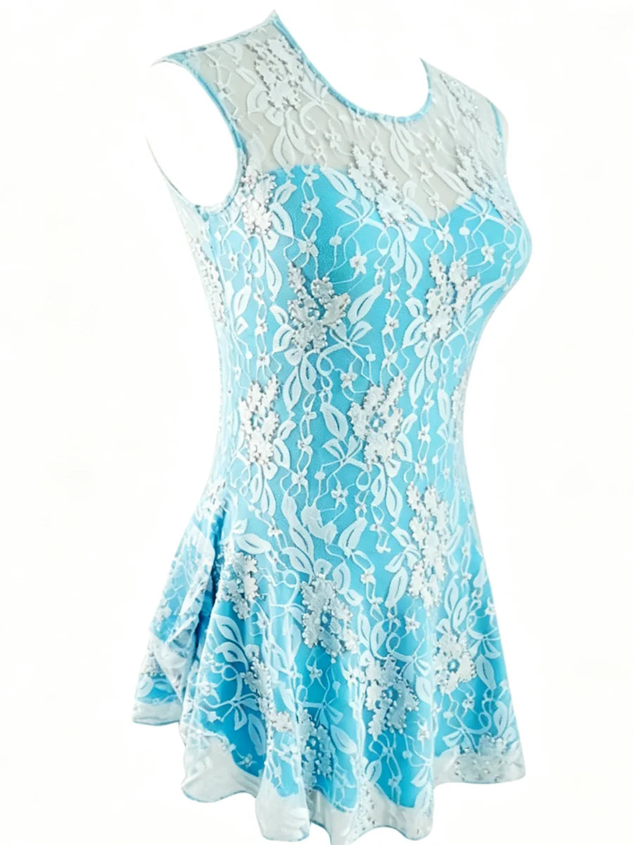 Figure Skating Dress Women's Girls' Ice Skating Dress Lace Sleeveless Training Practice Professional Skating Wear