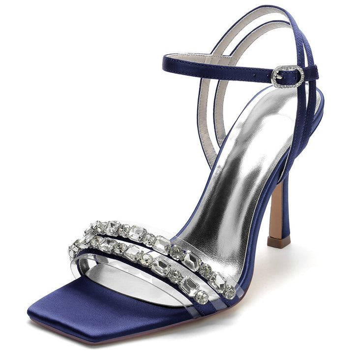 Women's Wedding Shoes Opened Toe High Heel Bridal Shoes with Rhinestones