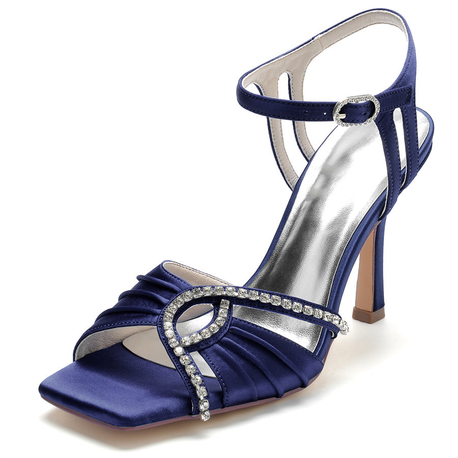 Women's Wedding Shoes High Heel Opened Toe Bridal Shoes with Rhinestones