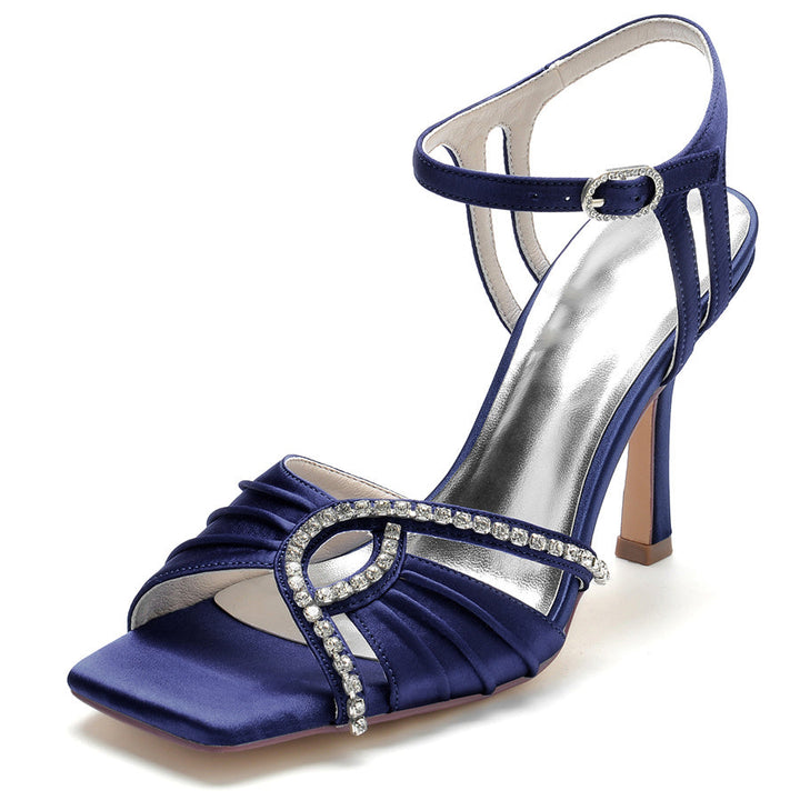 Women's Wedding Shoes High Heel Opened Toe Bridal Shoes with Rhinestones