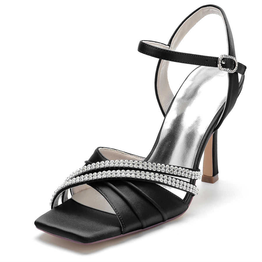 Women's Wedding Shoes Opened Toe High Heel Elegant Bridal Shoes with Crystals