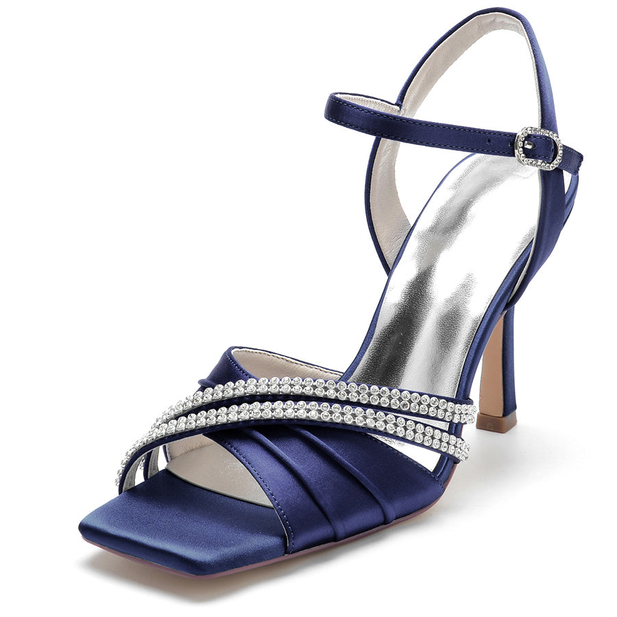 Women's Wedding Shoes Opened Toe High Heel Elegant Bridal Shoes with Crystals