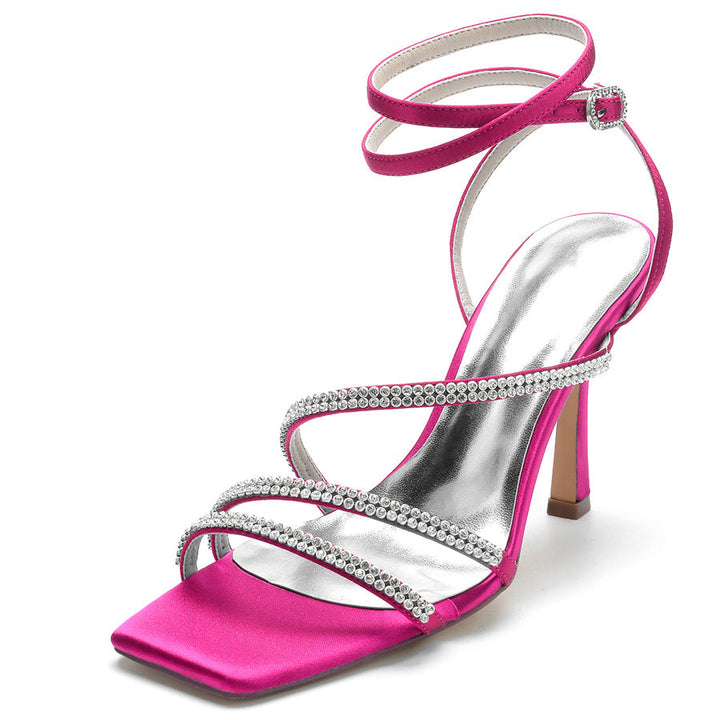Women's Wedding Shoes Opened Toe High Heel Unique Design Bridal Shoes with Crystal
