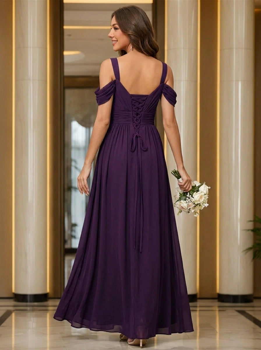 A Line/Princess Chiffon Sweetheart Sleeveless Floor-Length Bridesmaid Dresses