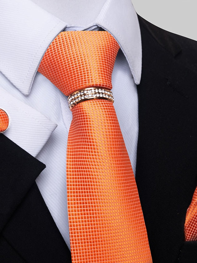 Men's Basic Ties Solid colour Light Yellow White Dark Red with Rhinestone