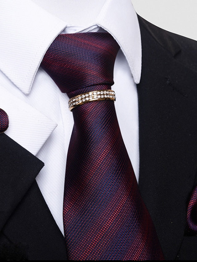 Men's Basic Ties Solid colour Light Yellow White Dark Red with Rhinestone