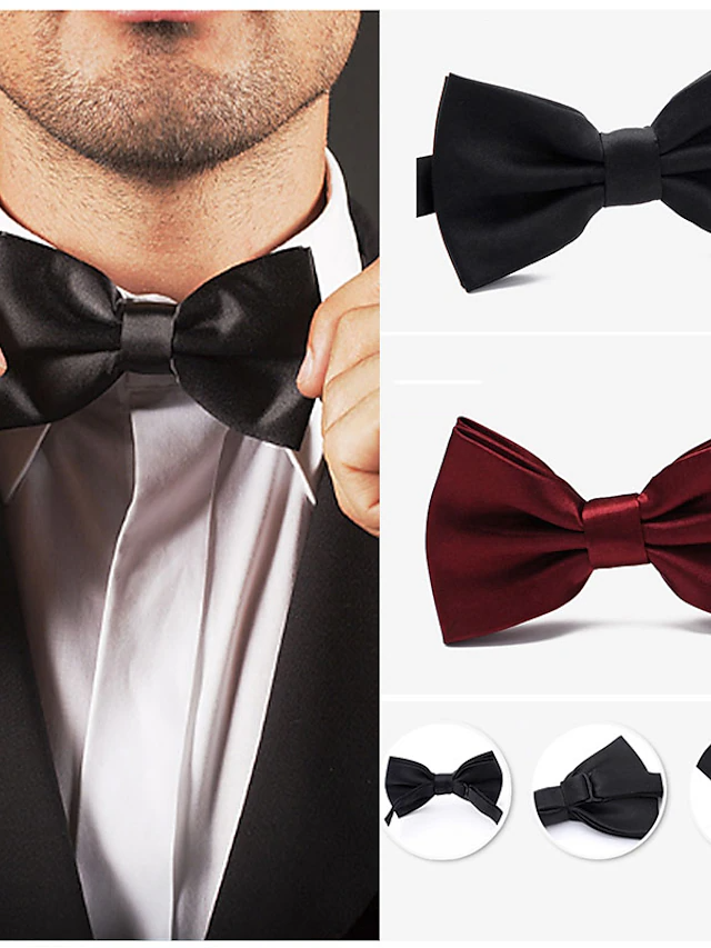 Men's Active Ties Solid coloured Black Red