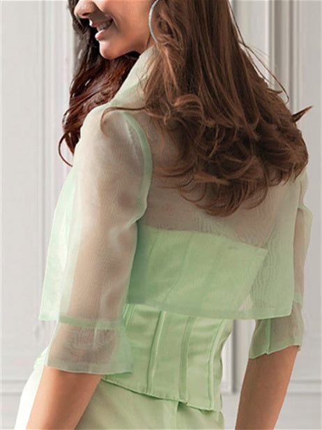 Elegant Coats / Jackets Half Sleeves Organza Wedding Wraps With Pure colour