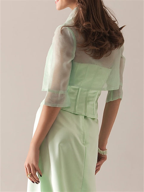 Elegant Coats / Jackets Half Sleeves Organza Wedding Wraps With Pure colour