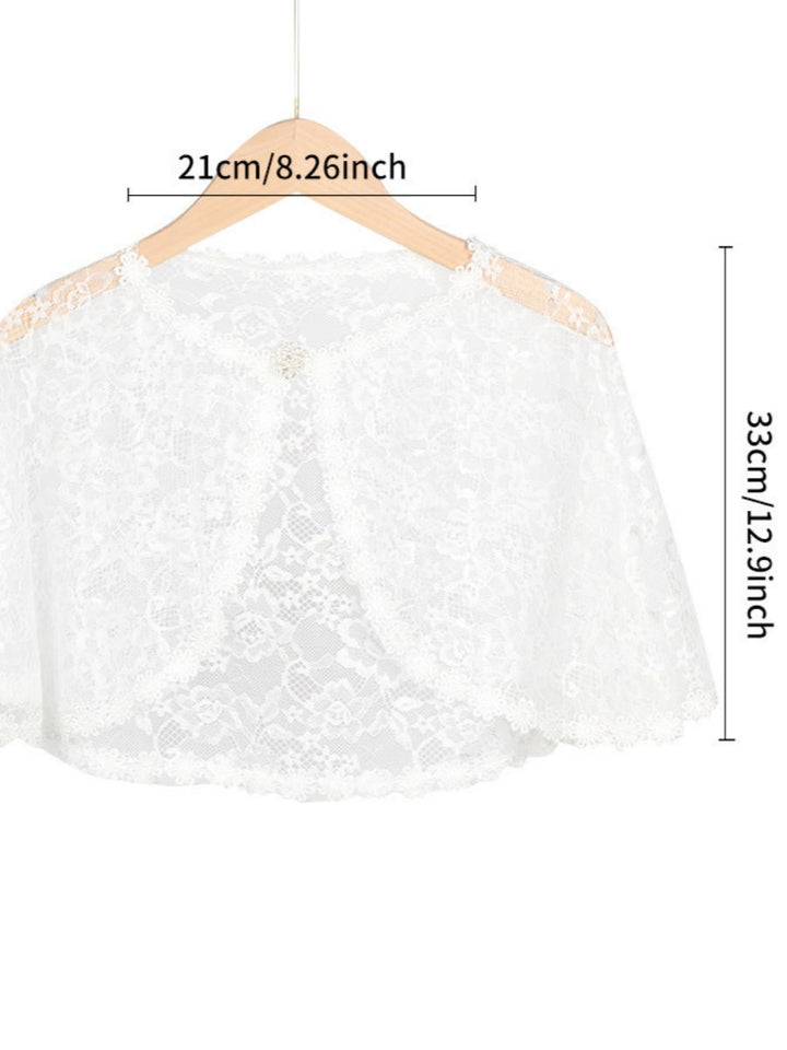 Women's Wedding Guest Wrap Cape Sleeveless Lace Wraps with Floral