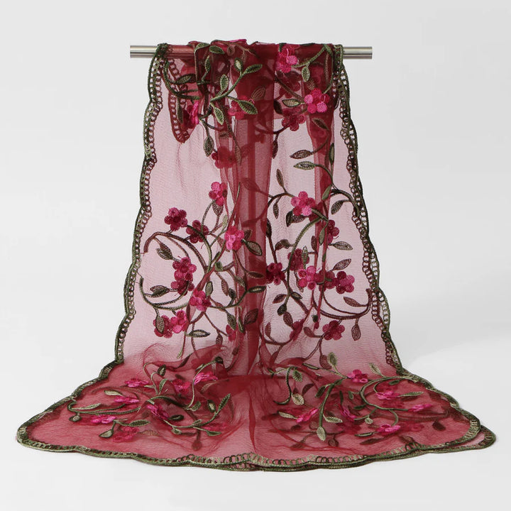 Women's Sheer Lace Floral Silk Soft Wedding Formal Shawl Wraps