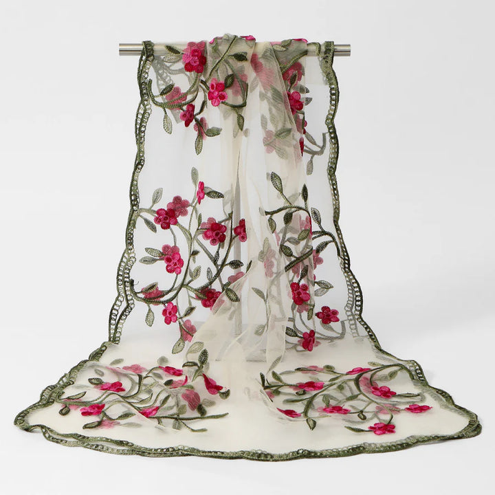 Women's Sheer Lace Floral Silk Soft Wedding Formal Shawl Wraps