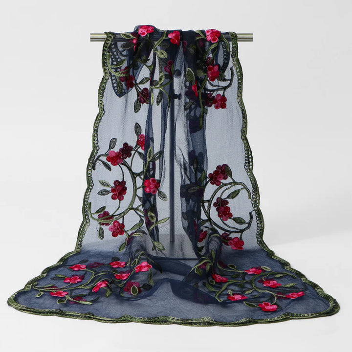 Women's Sheer Lace Floral Silk Soft Wedding Formal Shawl Wraps