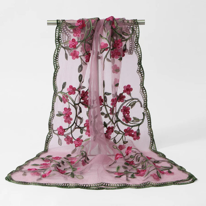Women's Sheer Lace Floral Silk Soft Wedding Formal Shawl Wraps