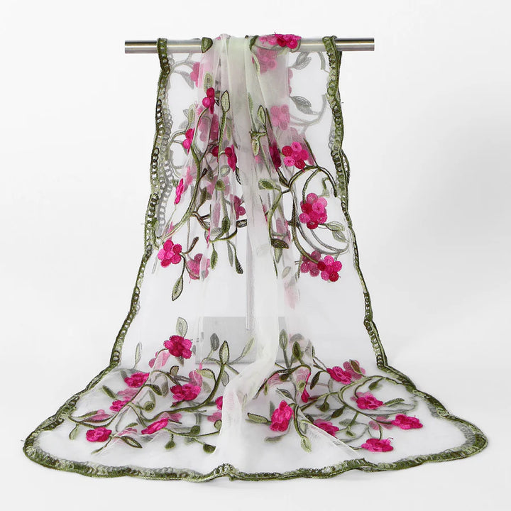 Women's Sheer Lace Floral Silk Soft Wedding Formal Shawl Wraps
