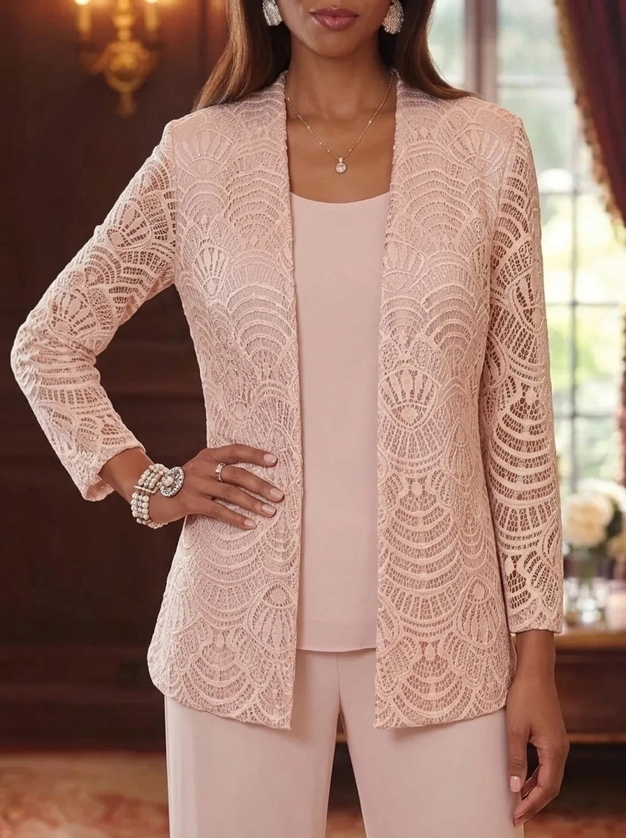 Women's Coats/Jackets Floral Lace Open-Front Wraps Long Sleeves