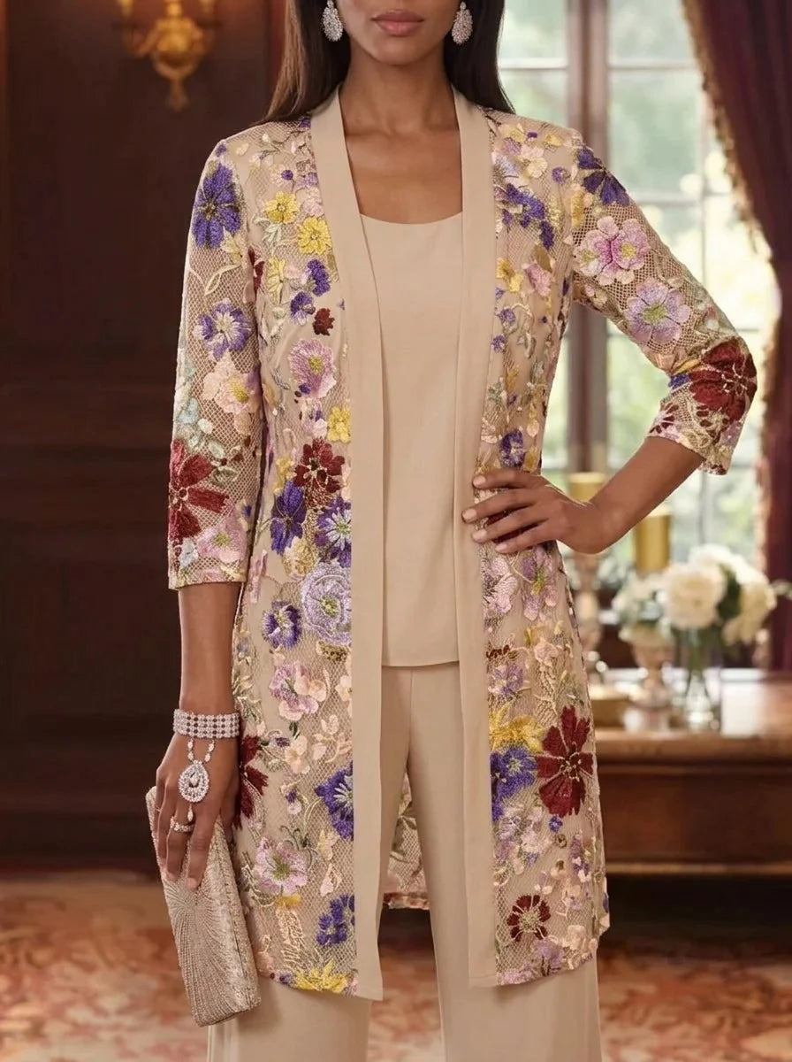 Women's Coats/Jackets Lace Floral Open-Front Wraps 3/4 Sleeves