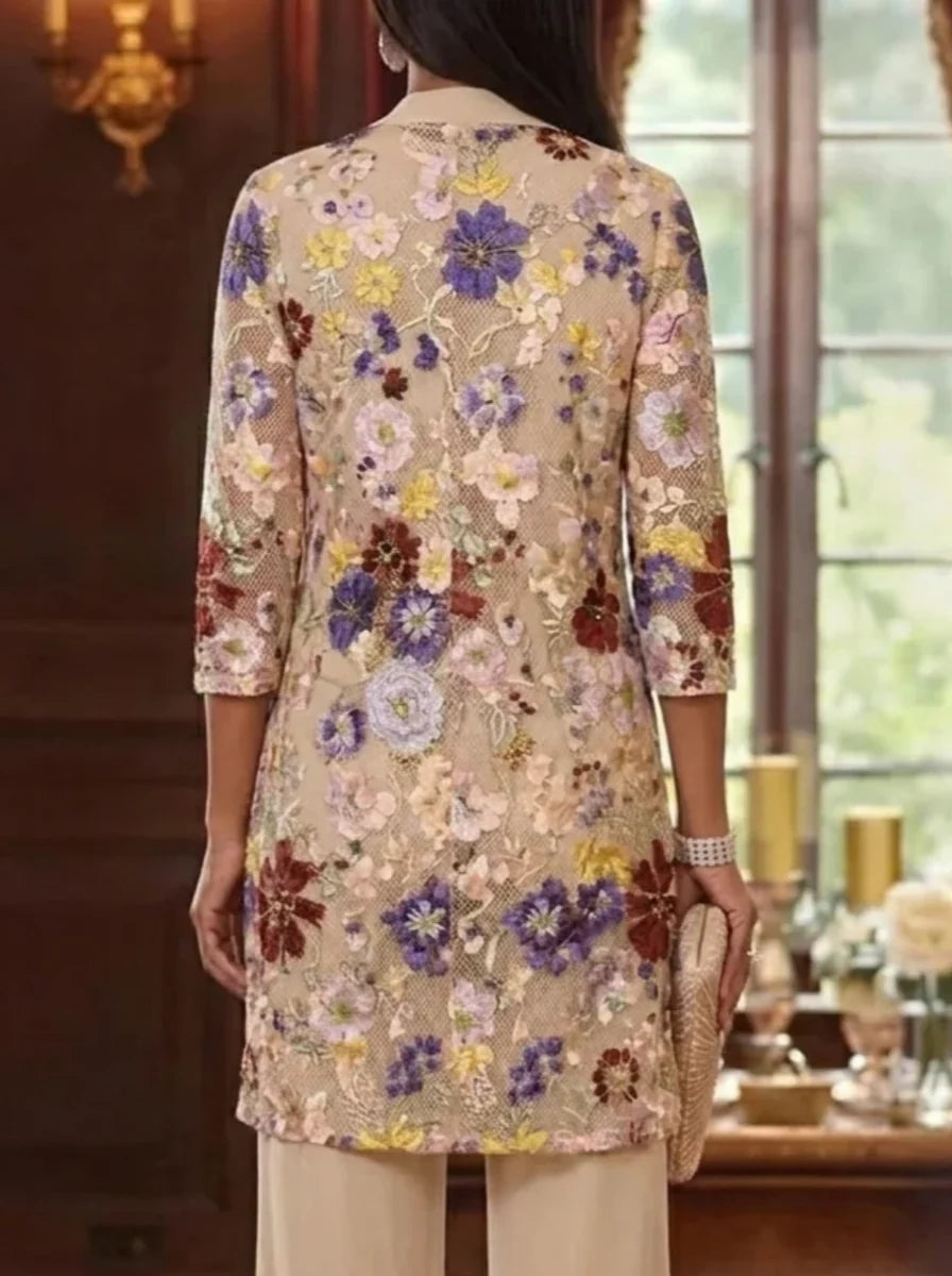 Women's Coats/Jackets Lace Floral Open-Front Wraps 3/4 Sleeves