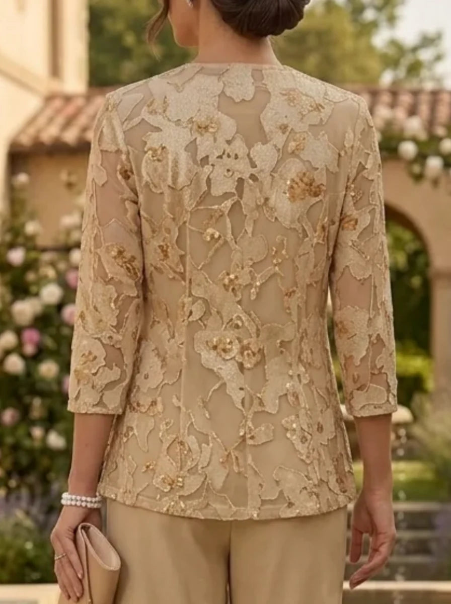 Women's Coats/Jackets Chiffon Lace Floral Wraps 3/4 Sleeves Open-Front