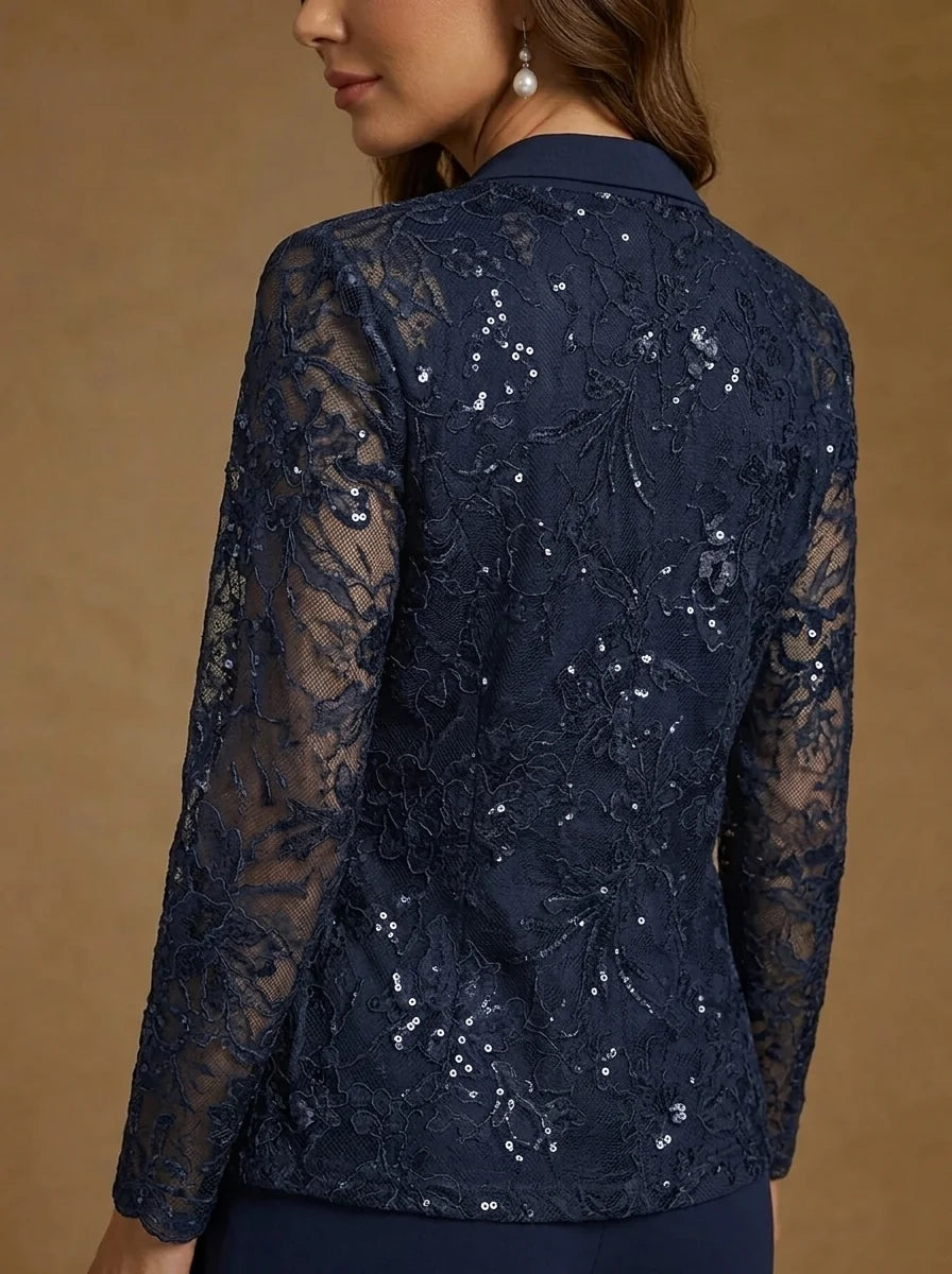 Women's Coats/Jackets Long Sleeves Floral Sequin Wraps Open-Front