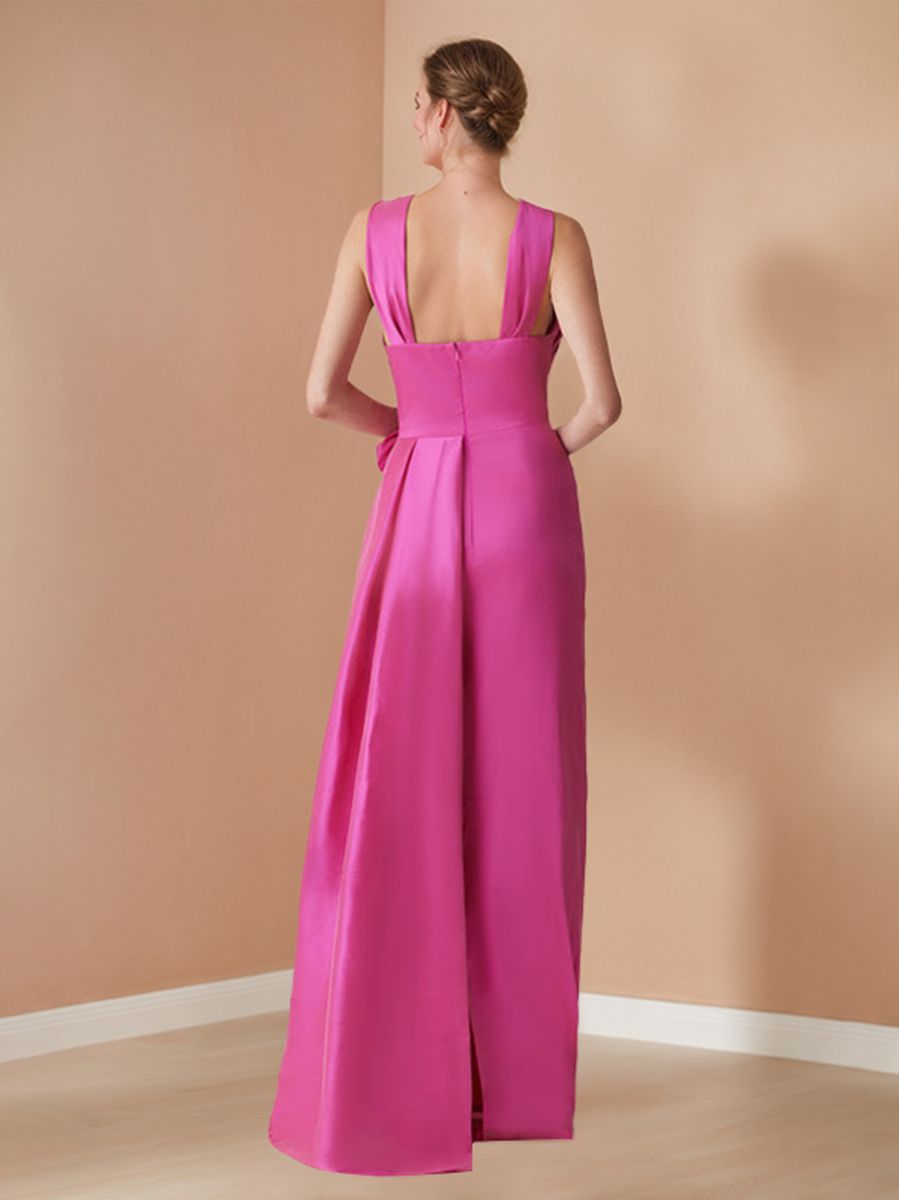 Sheath/Column Criss Cross Sleeveless Floor-Length Evening Dresses with 3D Flower