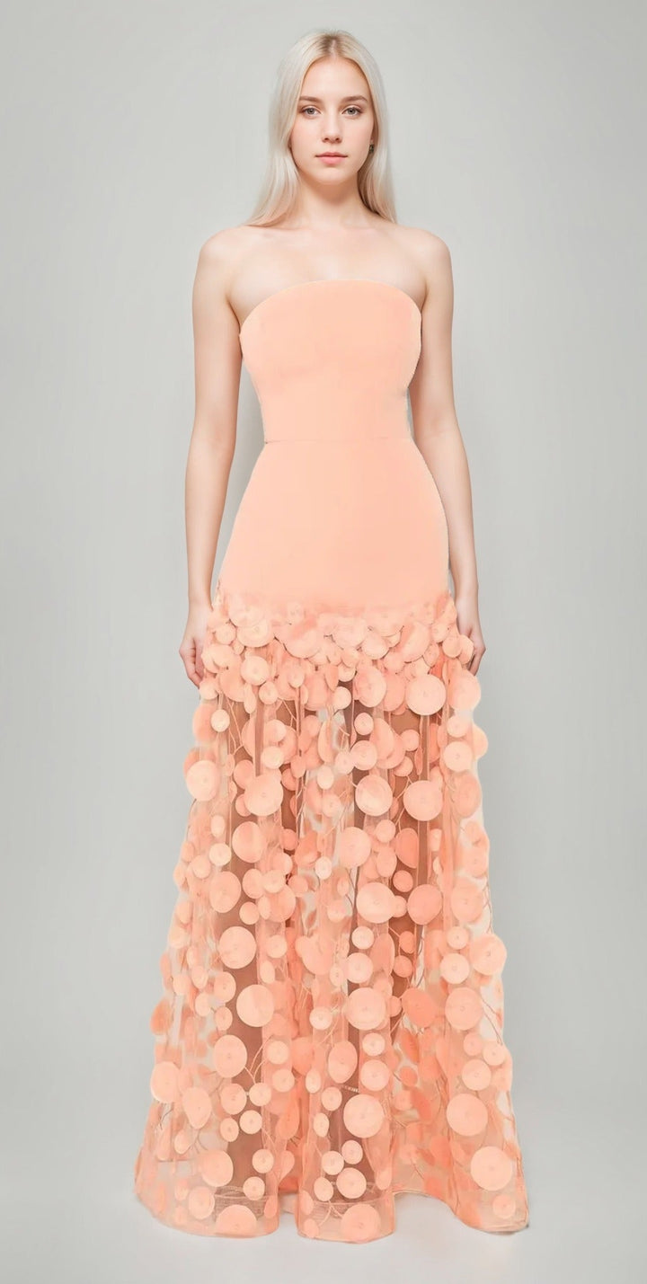 A-Line/Princess Strapless Sleeveless Floor-Length Evening Dresses with Appliques