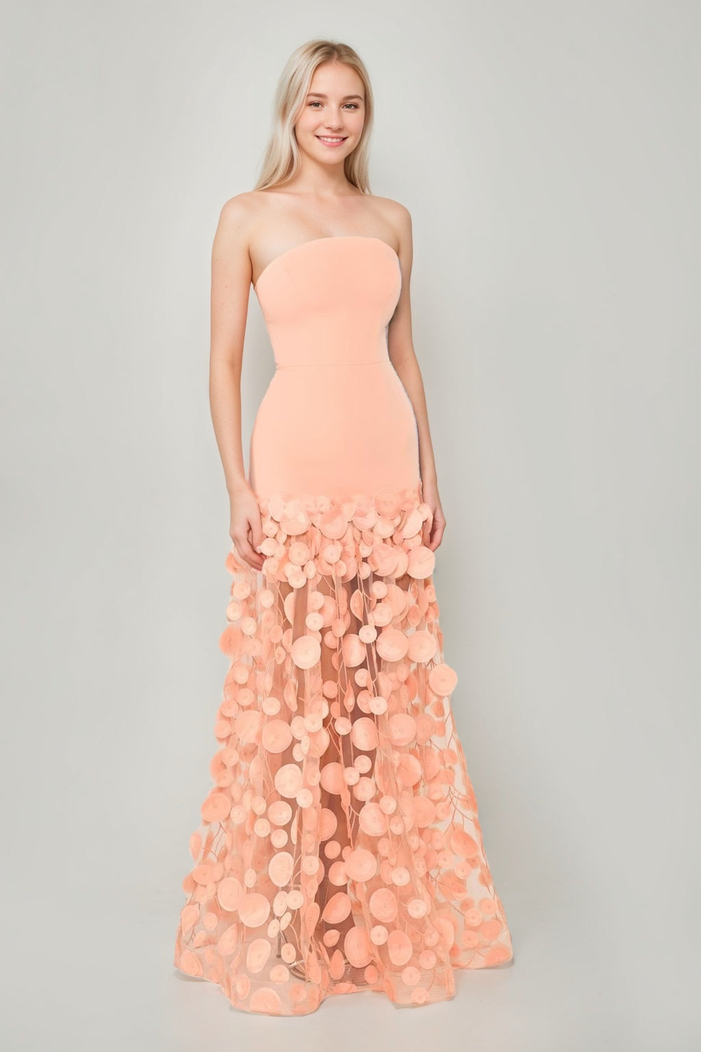 A-Line/Princess Strapless Sleeveless Floor-Length Evening Dresses with Appliques