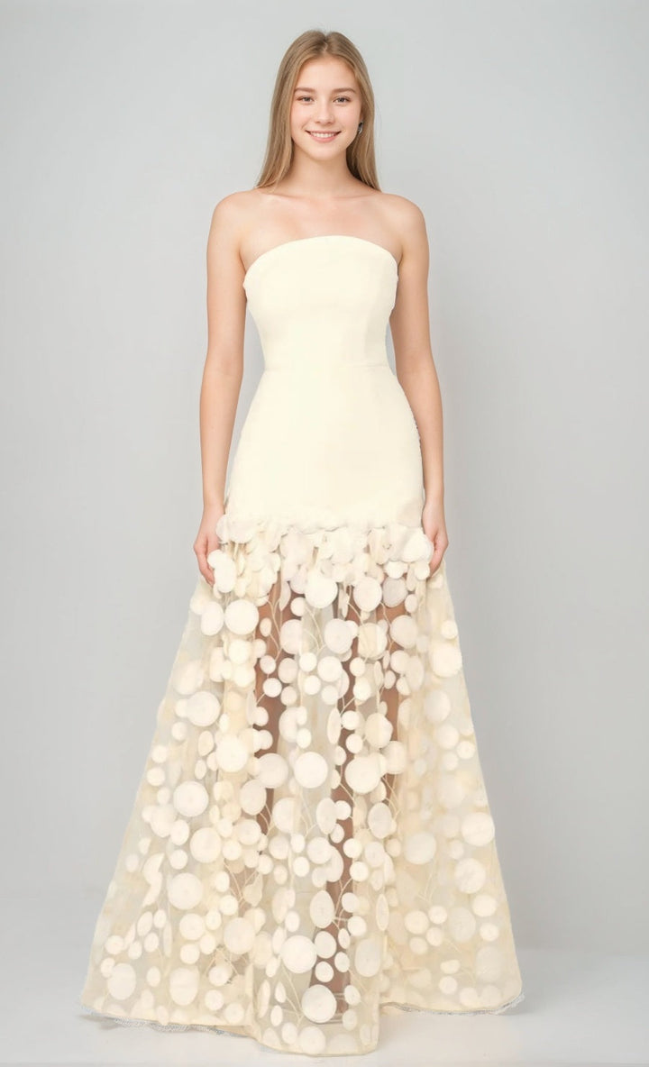 A-Line/Princess Strapless Sleeveless Floor-Length Evening Dresses with Appliques