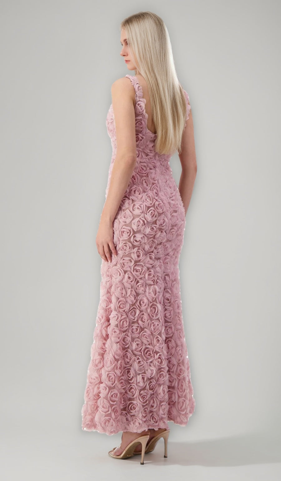 Trumpet/Mermaid Square Neckline Sleeveless Ankle-Length Evening Dresses with 3D Flowers