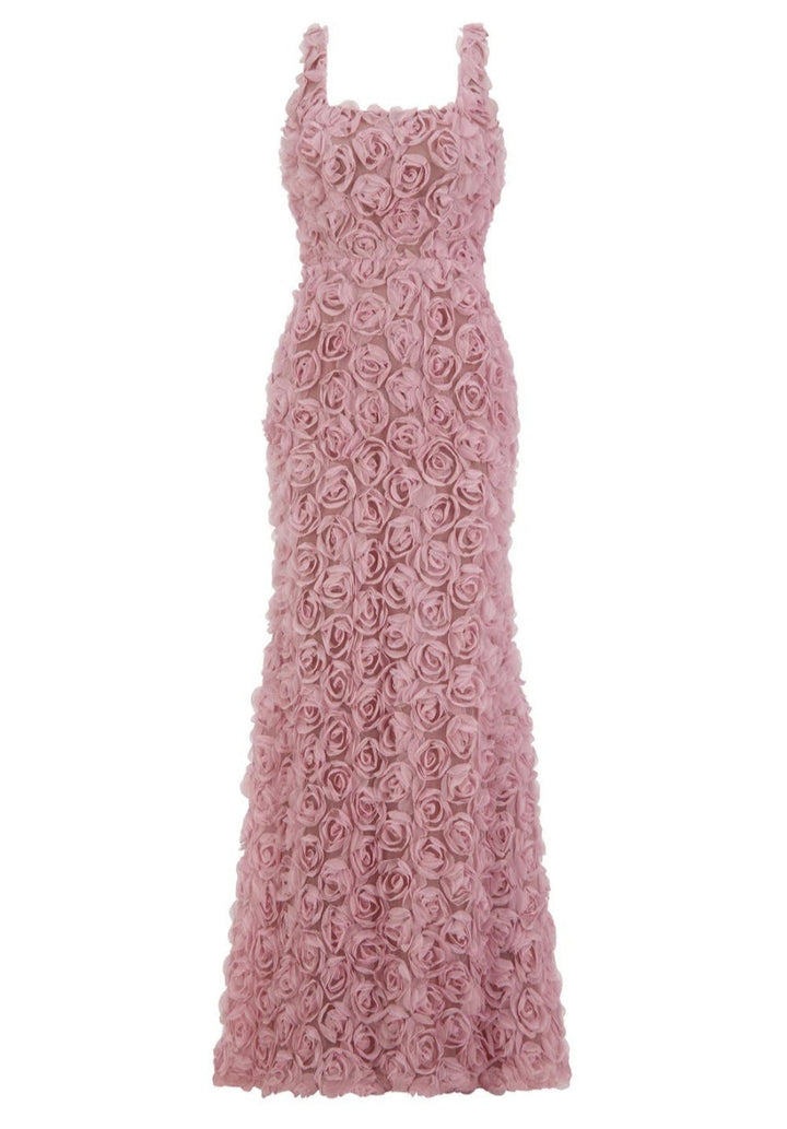 Trumpet/Mermaid Square Neckline Sleeveless Ankle-Length Evening Dresses with 3D Flowers