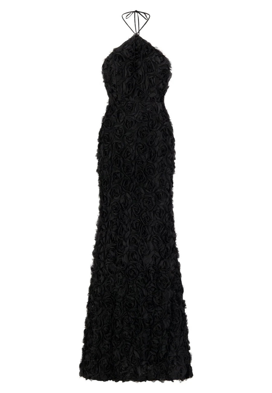 Trumpet/Mermaid Halter Sleeveless Backless Ankle-Length Evening Dresses with 3D Flowers